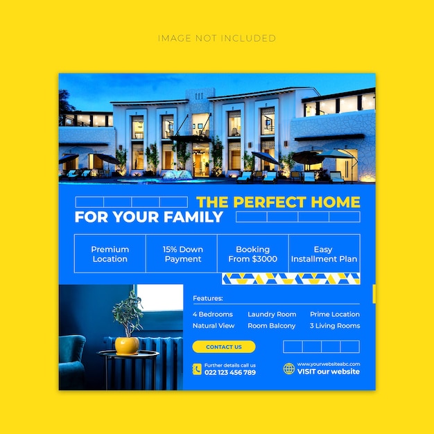 Real estate house property social media or instagram post or square web banner promo template