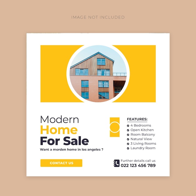 PSD real estate house property social media or instagram post or square web banner promo template