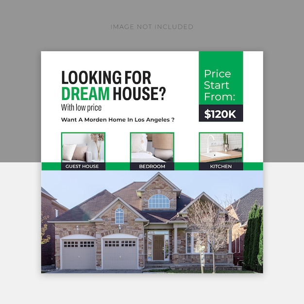 Real estate house property social media or instagram post or square web banner promo template