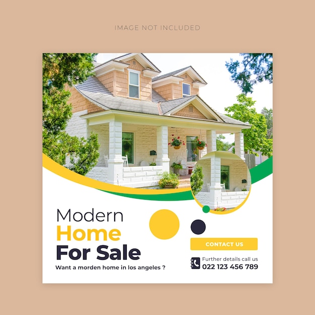 Real estate house property social media or instagram post or square web banner promo template