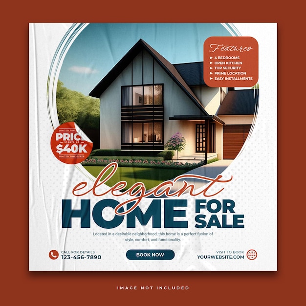Real estate house property social media Instagram post or web banner template