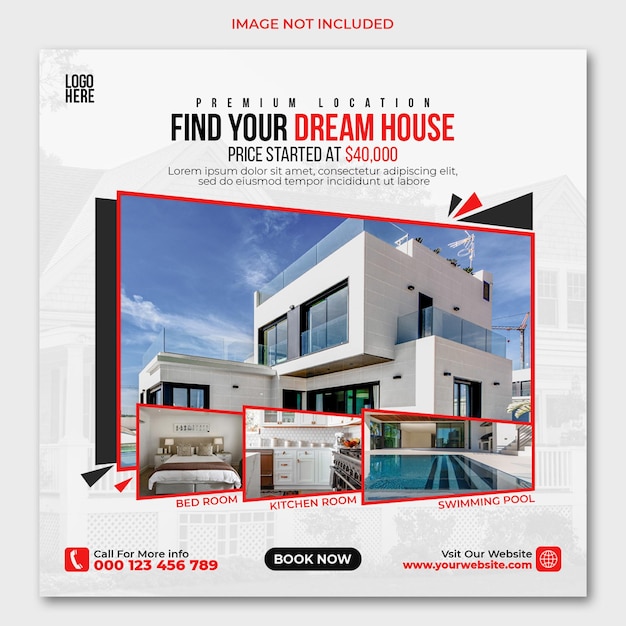 Real estate house property social media instagram post web banner template