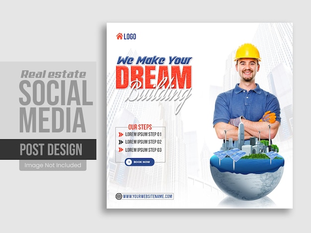 Real estate house property social media post or square web banner template