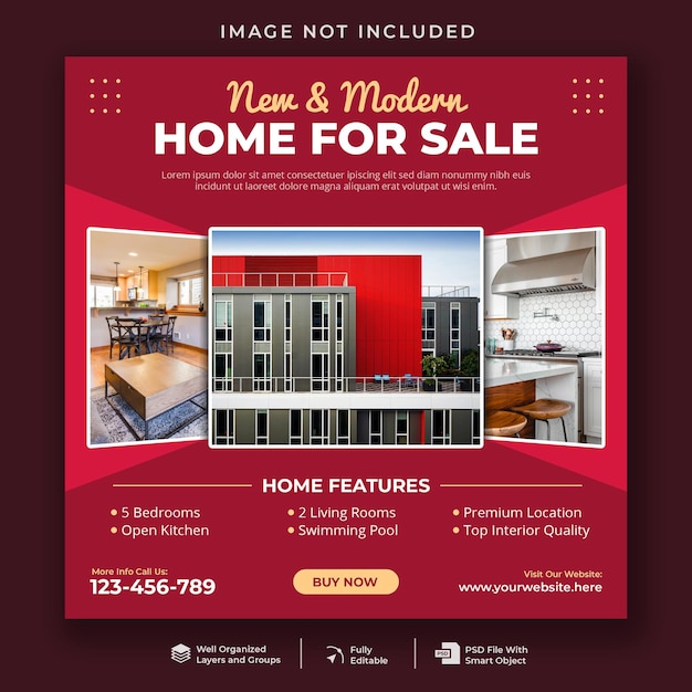 PSD real estate house property social media post template