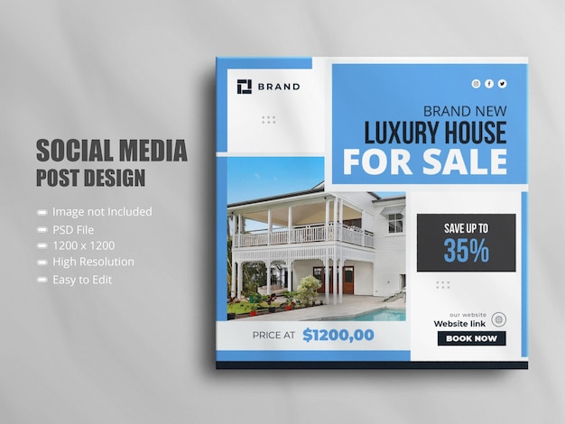 Real estate house property square social media sale banner for instagram story