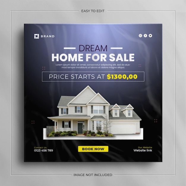 Real estate house property square social media sale banner for instagram story