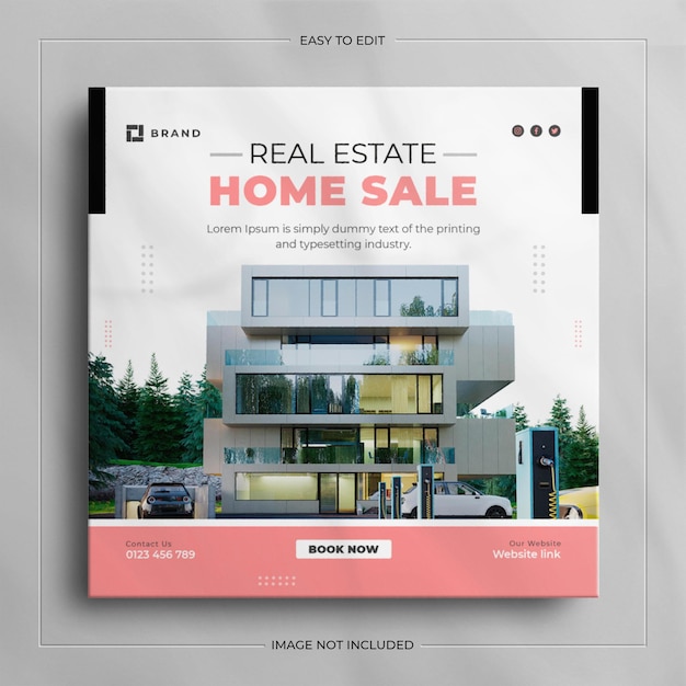PSD real estate house property square social media sale banner for instagram story