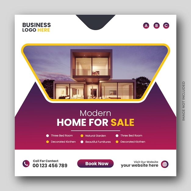 PSD real estate house property square social media sale web banner or instagram post template design