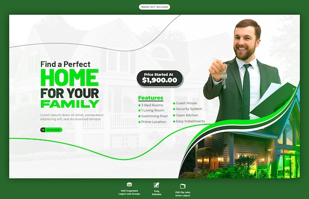 Real estate house property web banner or background template