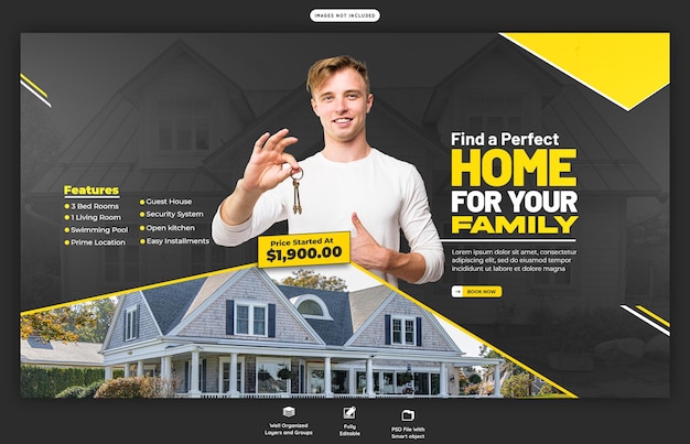 Real estate house property web banner or background template