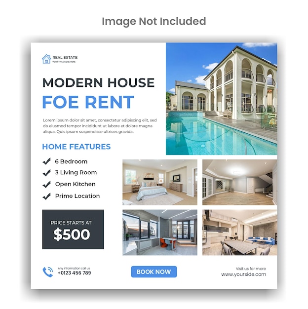不動産家賃ソーシャルメディアまたはinstagramの投稿テンプレート