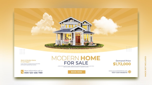 Real estate house sale banner design social media marketing promotion post template