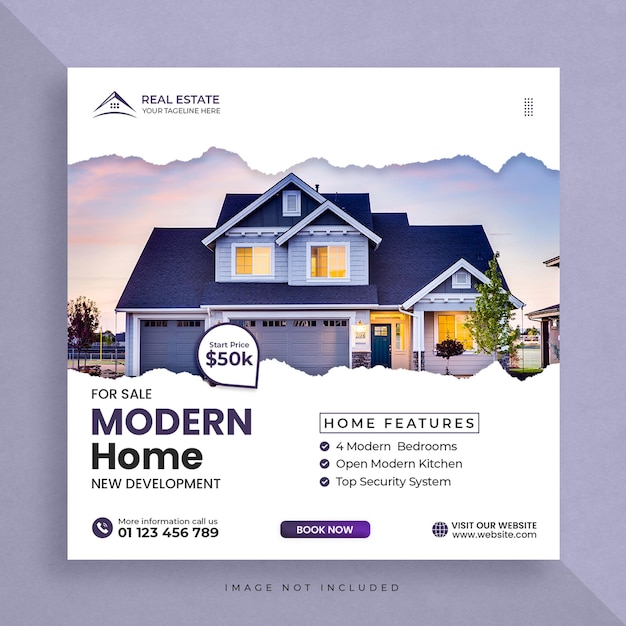 Real estate house sale banner social media post or Instagram post template
