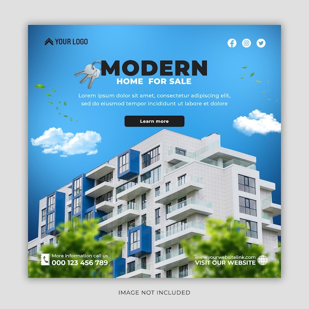 不動産住宅販売物件instagramfacebookクリエイティブ投稿またはソーシャルメディアバナーテンプレート
