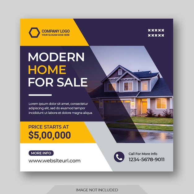 Real estate house sale social media banner or instagram post template