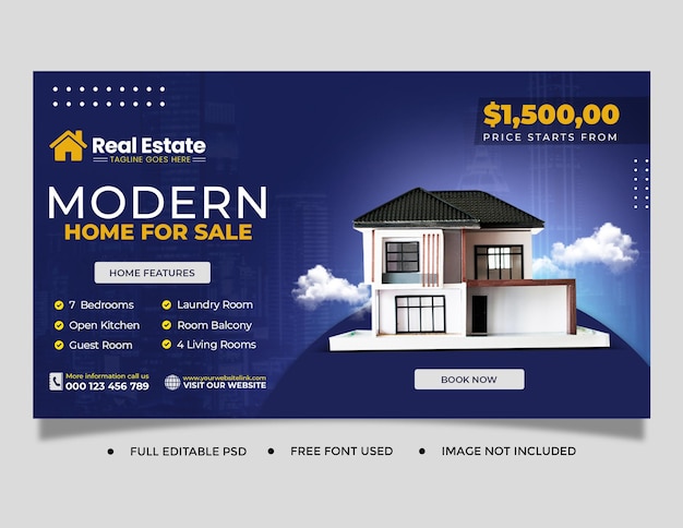 Real estate house sale social media banner or Instagram post template