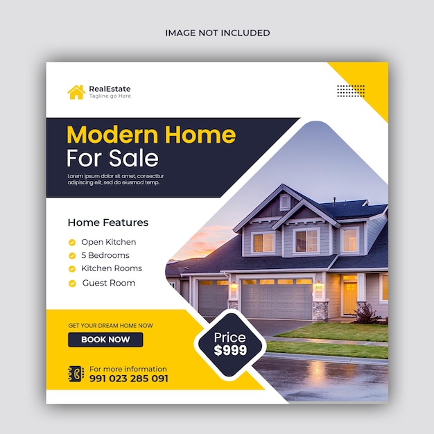 Real estate house sale social media banner or Instagram post template