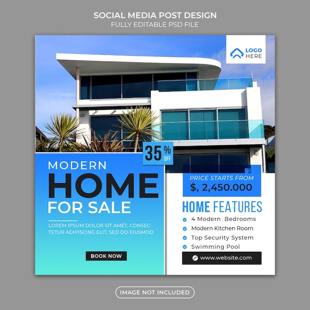 Real estate house sale social media banner of instagram post template design