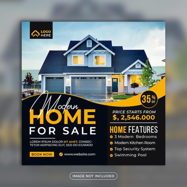 Real estate house sale social media banner of instagram post template design