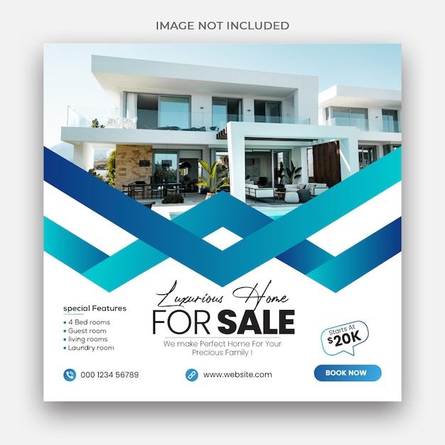 Real estate house for sale social media banner template