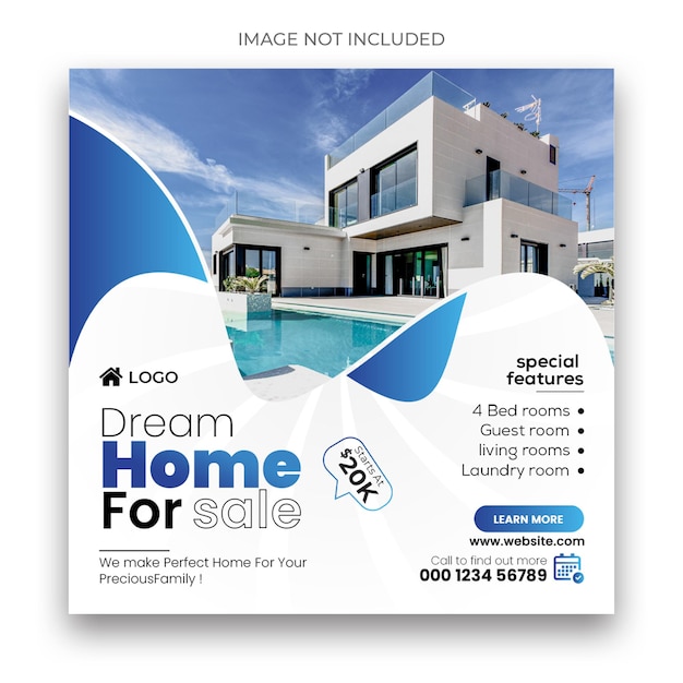 Real estate house for sale social media banner template