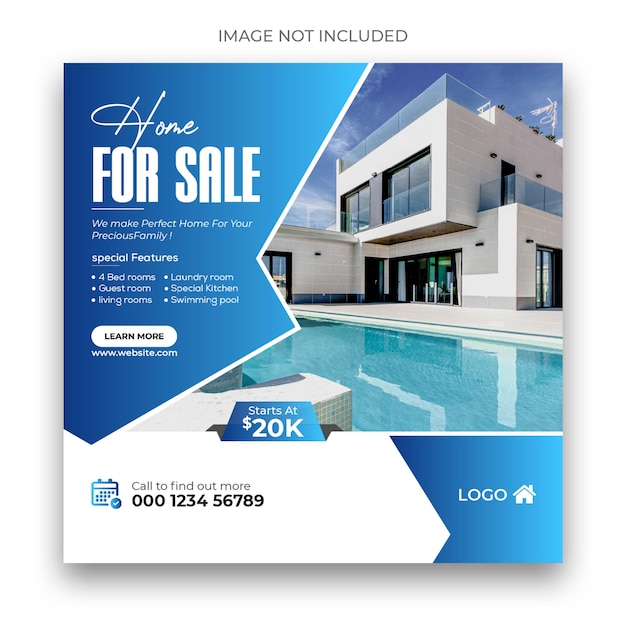 Real estate house for sale social media banner template