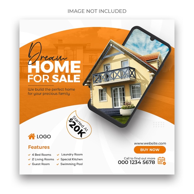 PSD real estate house for sale social media banner template