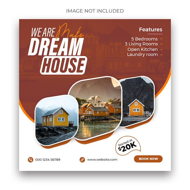 Real estate house for sale social media banner template