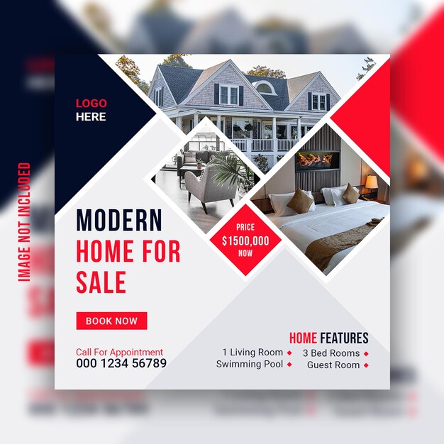 Real estate house sale social media post and instagram banner template