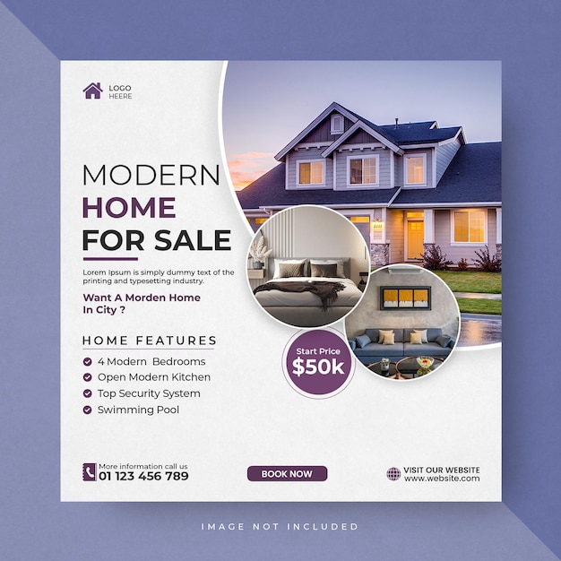 real estate house sale social media post or instagram post banner template
