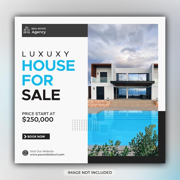 Real estate house sale social media post or square banner template design