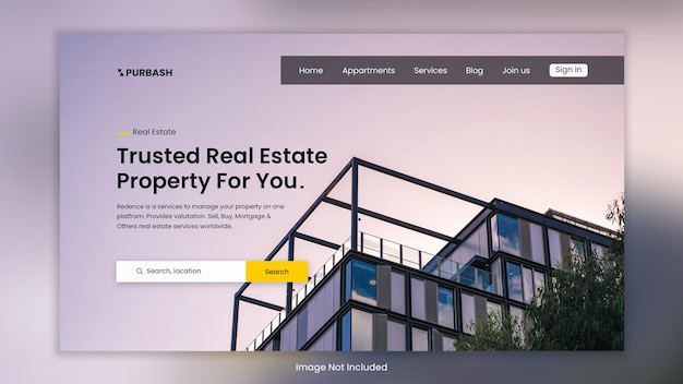 PSD real estate house sale web ui landing page design