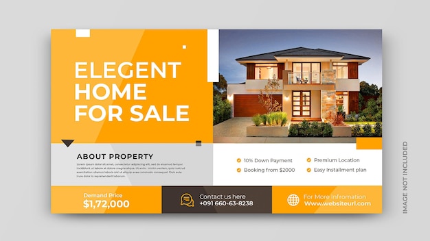 Real estate house sell banner and flyer with modern orange background template psd free download