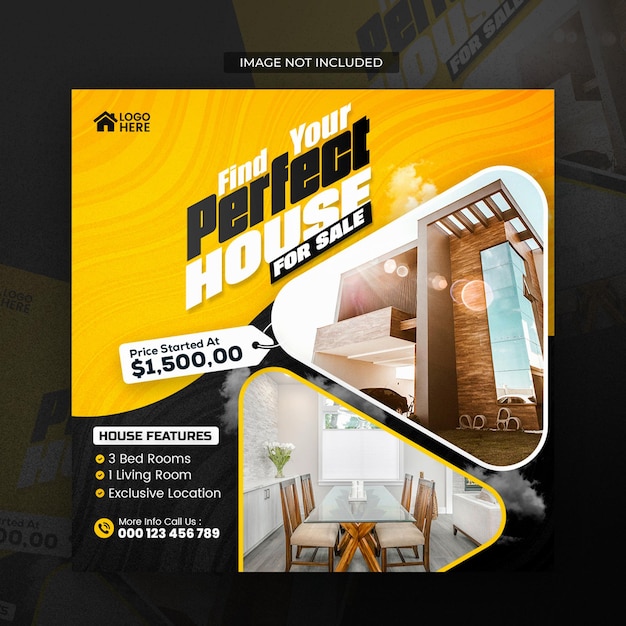 PSD real estate house social media and instagram post or banner template