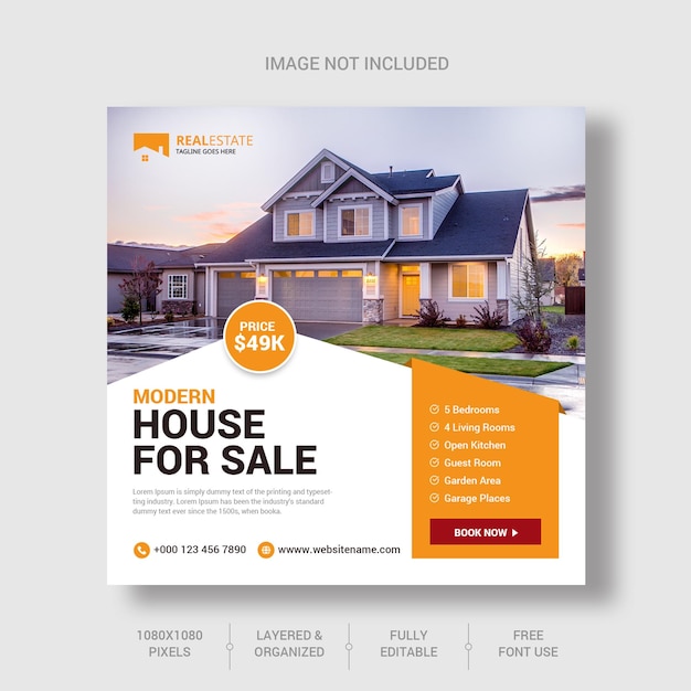 Real estate house social media Instagram post banner template