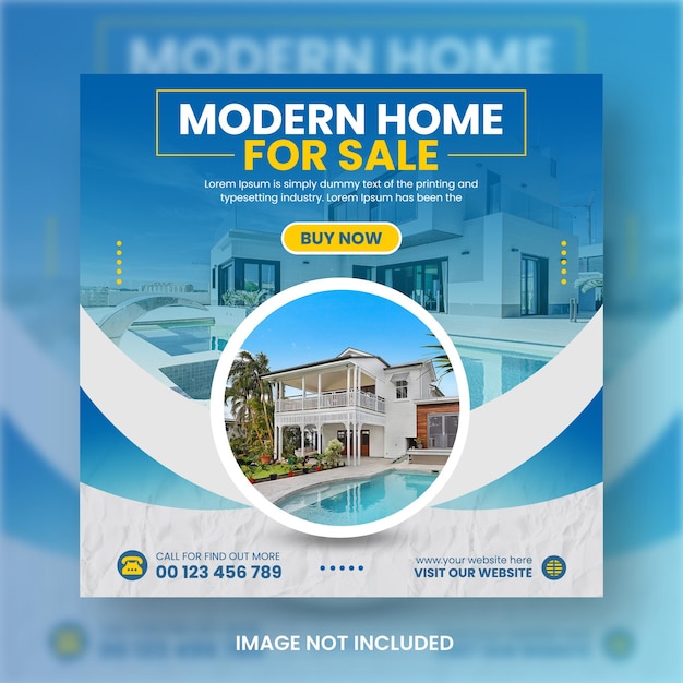 Real estate house social media Instagram post or square web banner template