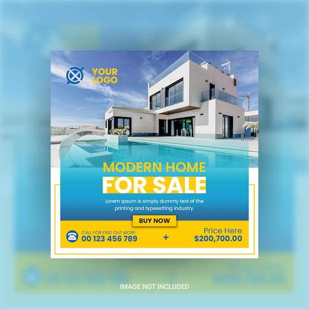 Real estate house social media Instagram post or web banner template