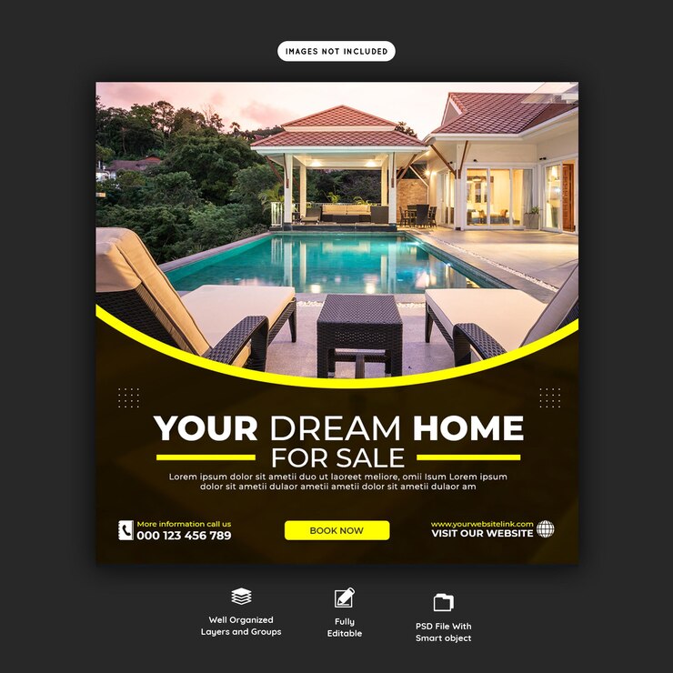 PSD real estate house social media instagram post or web banner template
