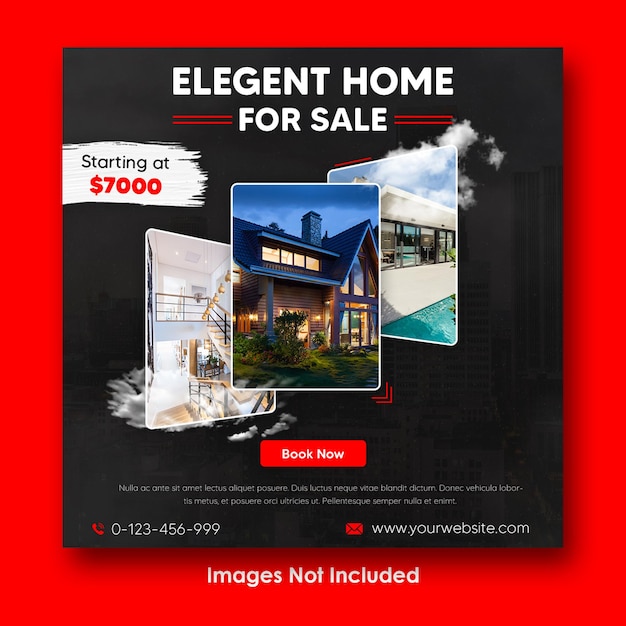 PSD real estate house social media instagram post, web banner template