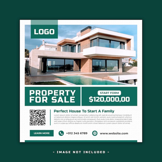 Real estate house social media post or square banner template Free Psd