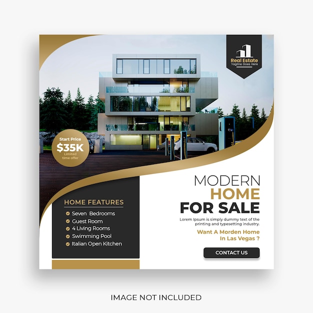 PSD real estate house social media post or square banner template