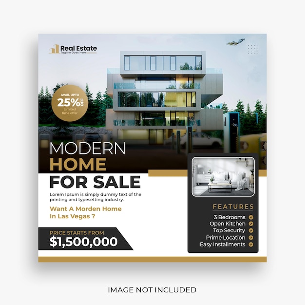 Real estate house social media post or square banner template