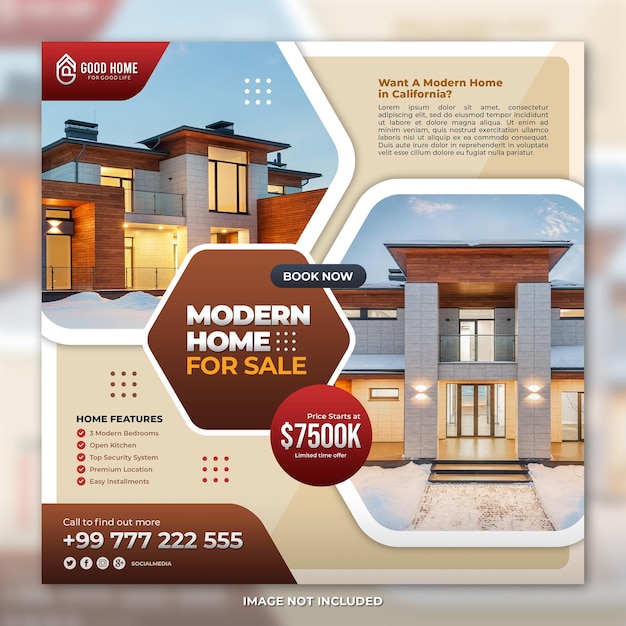 Real estate house social media post square banner template