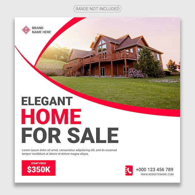 PSD real estate house social media post or square banner template