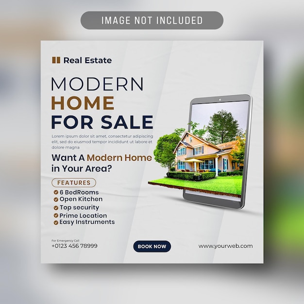 PSD real estate house social media post or square banner template