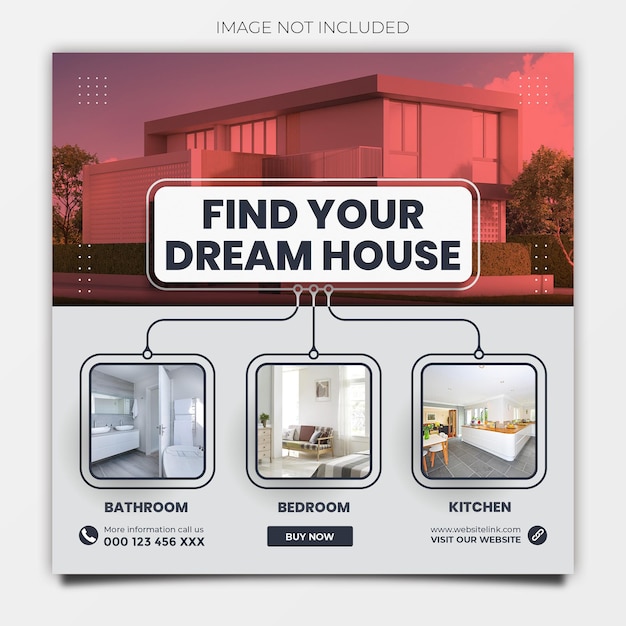 PSD real estate house social media post or square banner template