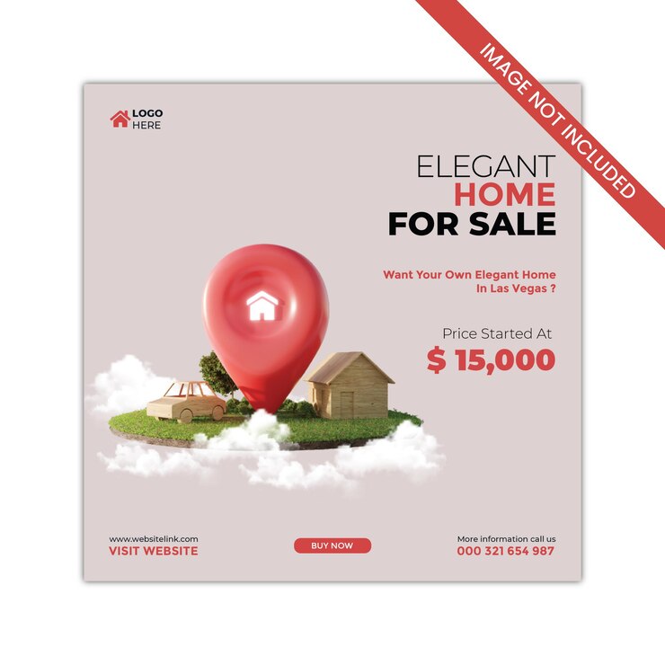 Real estate house social media post or square banner template