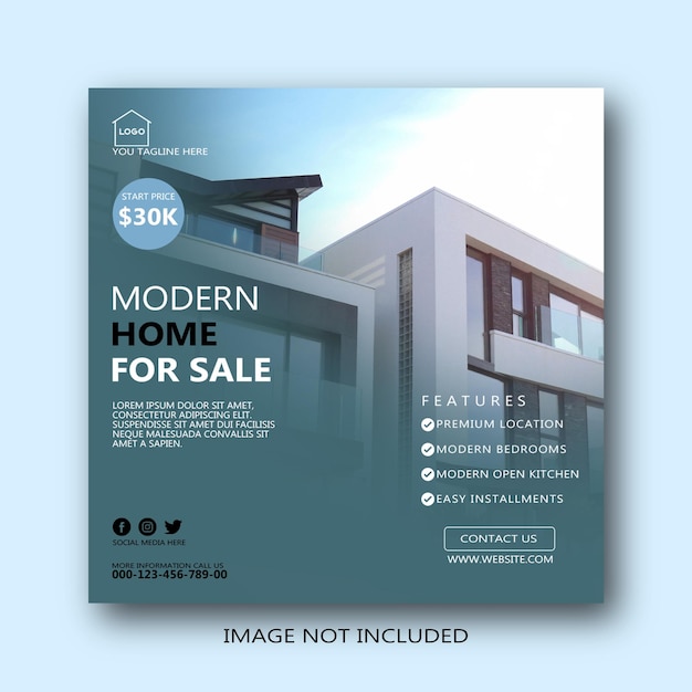 Real estate house social media post or square banner template.