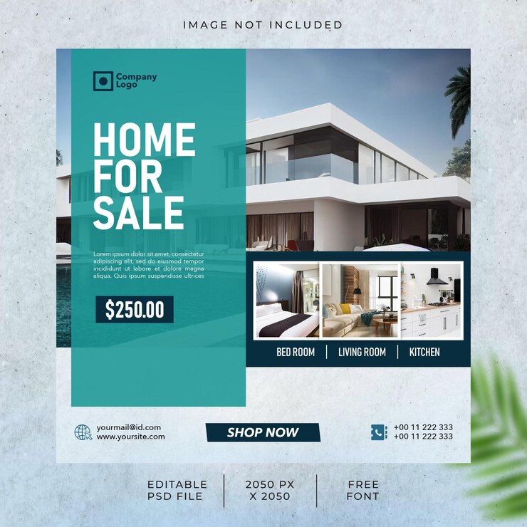 PSD real estate house social media post or square banner template