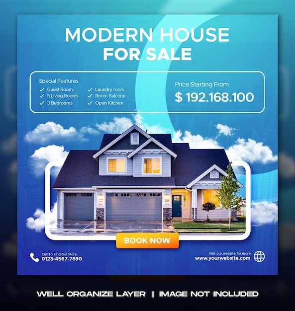 Real estate house social media post or square banner template